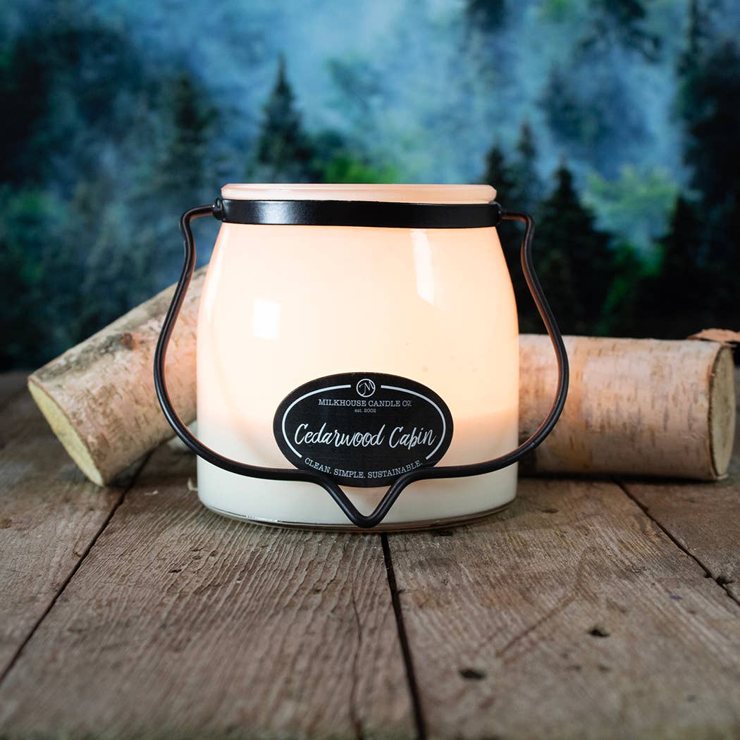 Milkhouse Candle Company - 16 oz Butter Jar Candle: Cedarwood Cabin