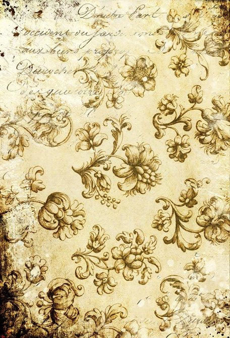 Distressed Grungy Floral Decoupage Paper 20x30 in - Roycycled Treasures