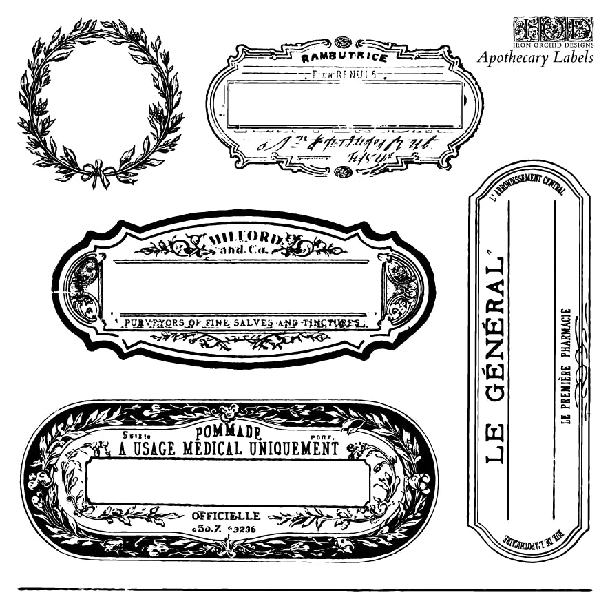 APOTHECARY LABELS 6X6 IOD STAMP™