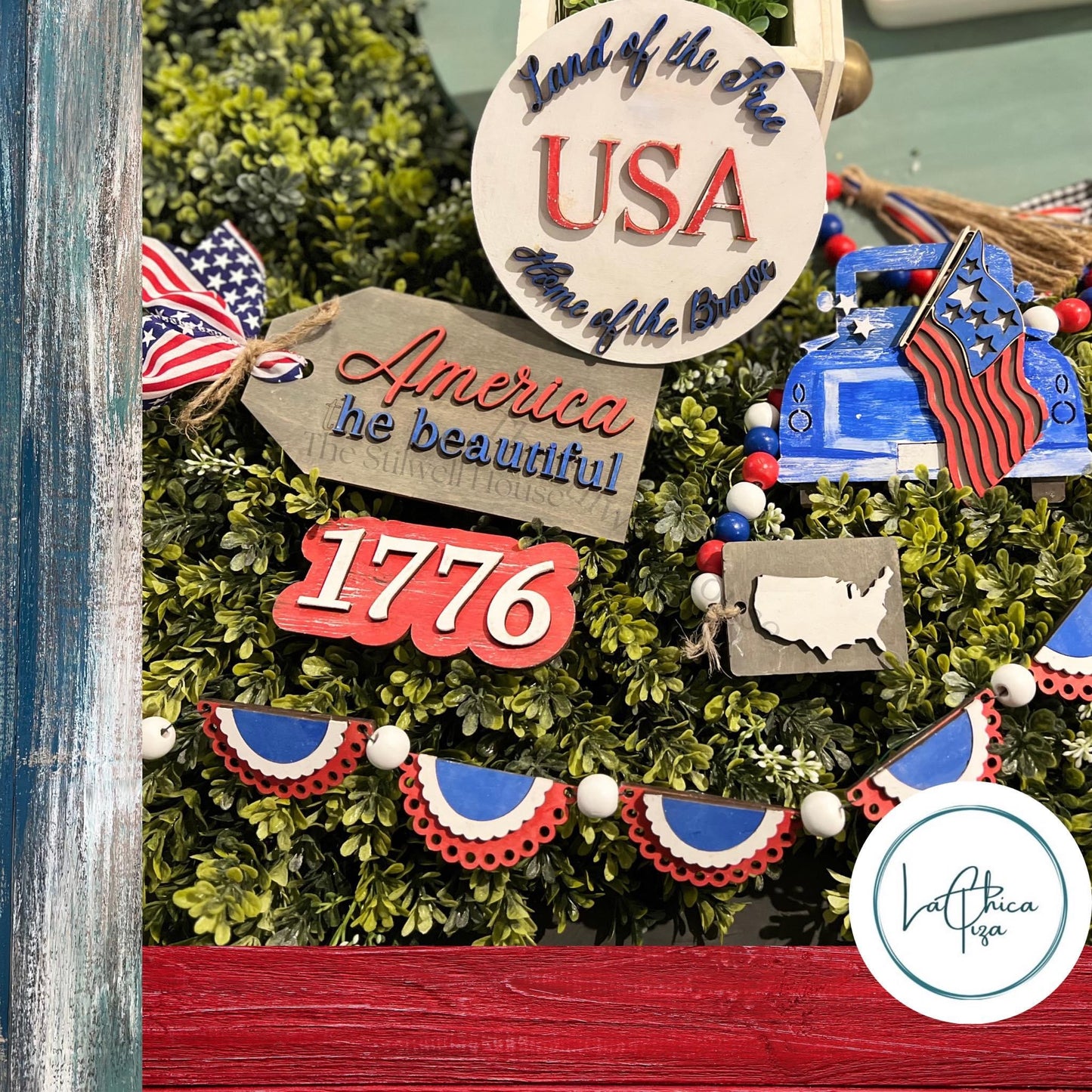Patriotic Wood Tiered Tray kit | Chica Tiza