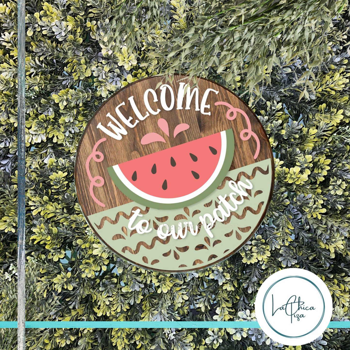 Welcome to ourWatermelon patch - Round Wood Door Sign | Hanger | ChicaTiza Sign