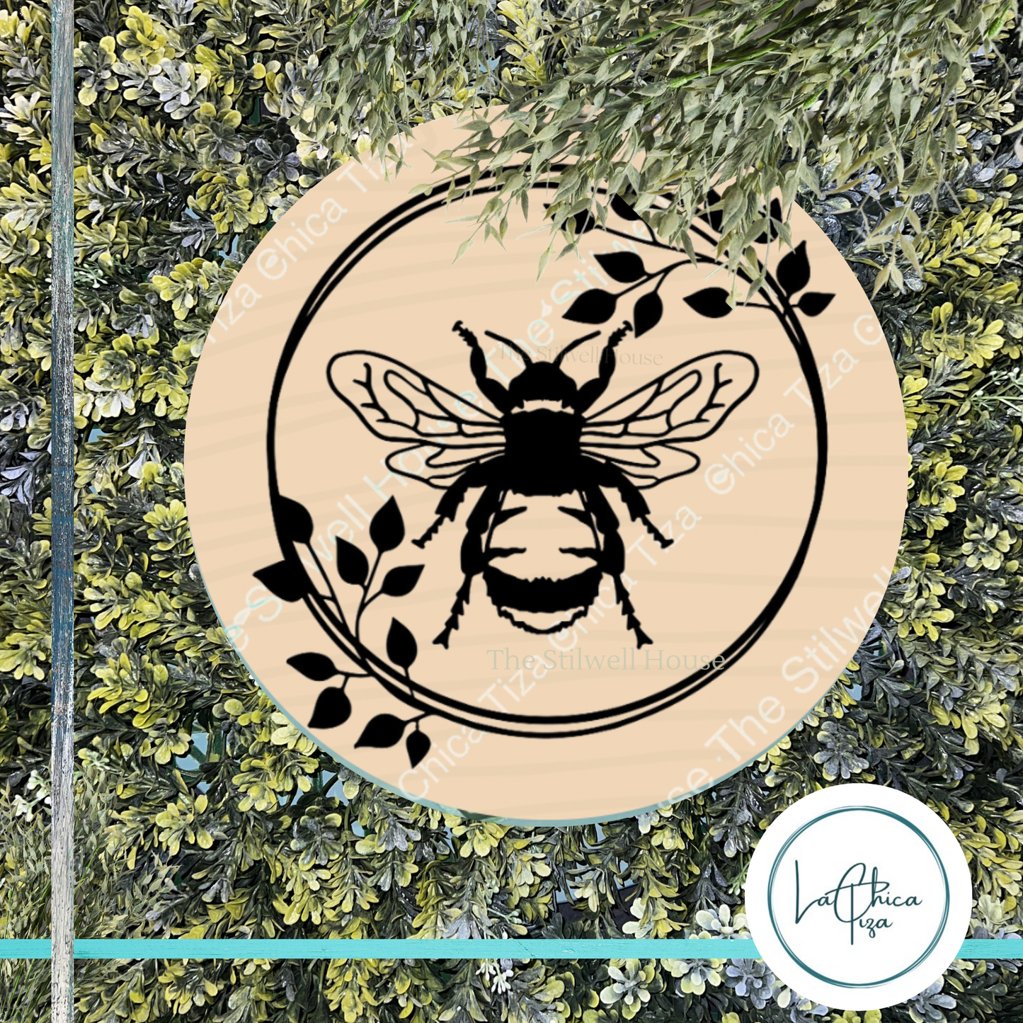 Just a Bee Round Decor - Round Wood Door Sign | Hanger | ChicaTiza