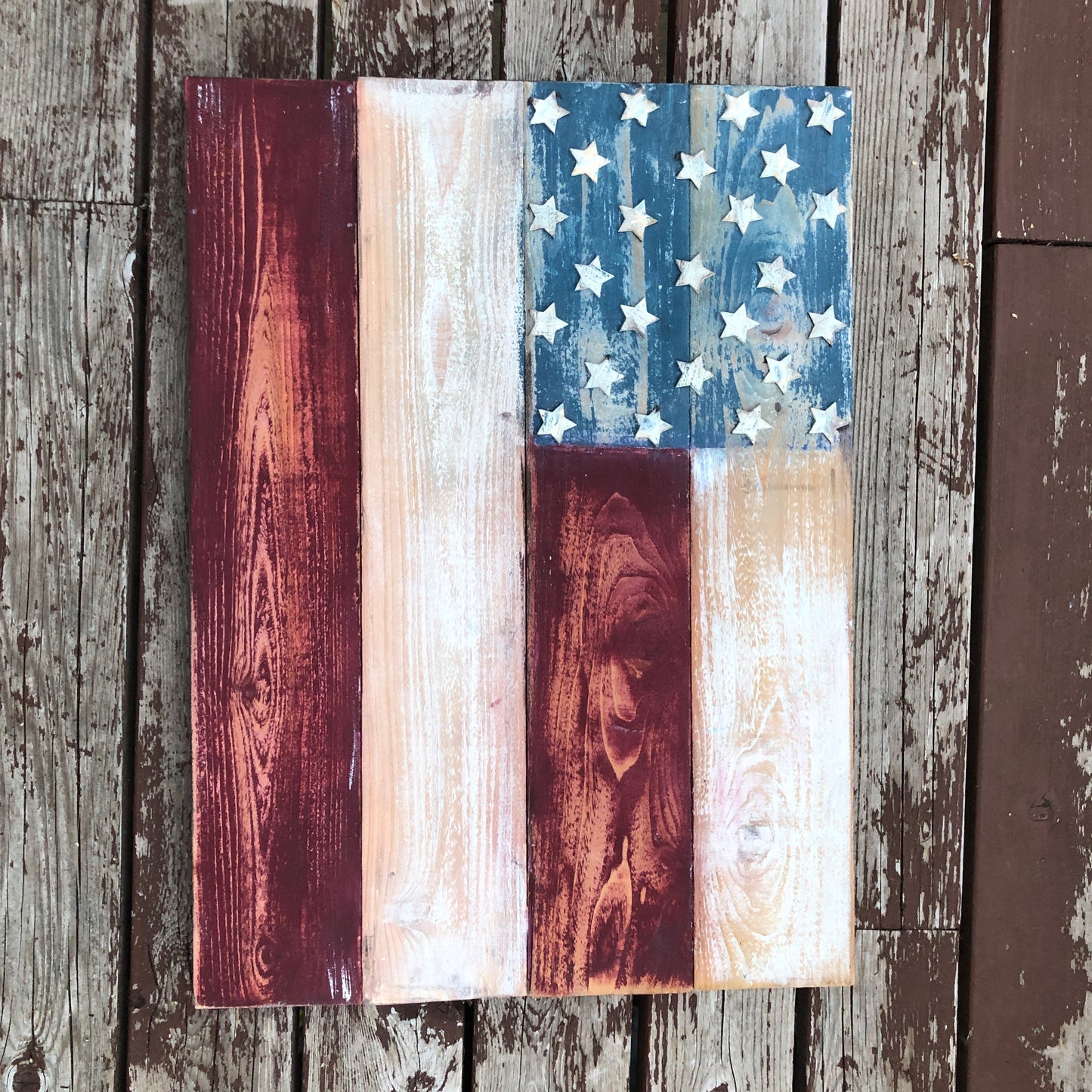 Old Glory | 34 inch  Customizable Cedar Wood Americana Flag | The Stilwell House