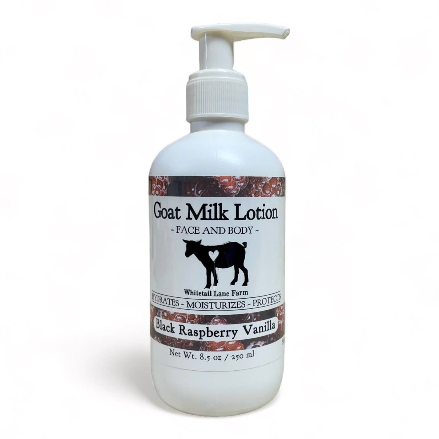 Whitetail Lane Farm Goat Milk Soap - Goat Milk Lotion Black Raspberry Vanilla: 8.5 oz with disc cap lid