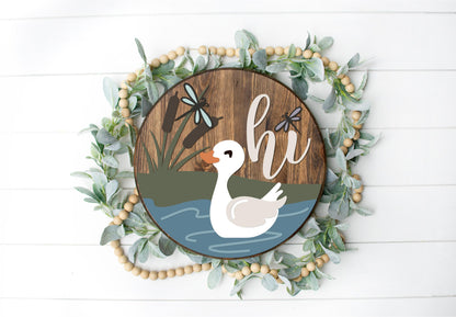 Duck On Water Hi - Round Door Hanger - ChicaTiza