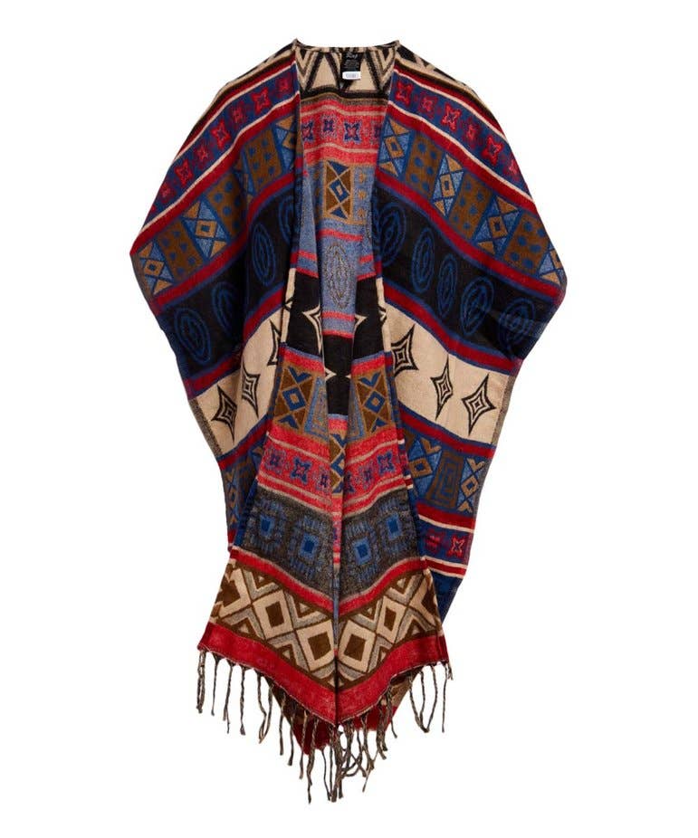 Raj Judith Diamond Print Poncho Kimono