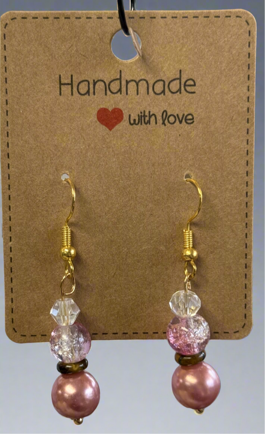 Pearly in Pink- Reimagined Earrings - Rosecraft By Denise