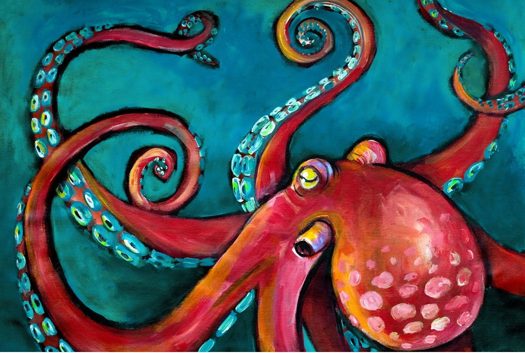 Octopus  20x30 in Decoupage  - Roycycled Treasures