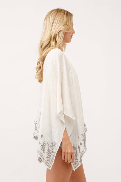 Raj - Lili Embroidered Kimono Cover-Up: White / One Size