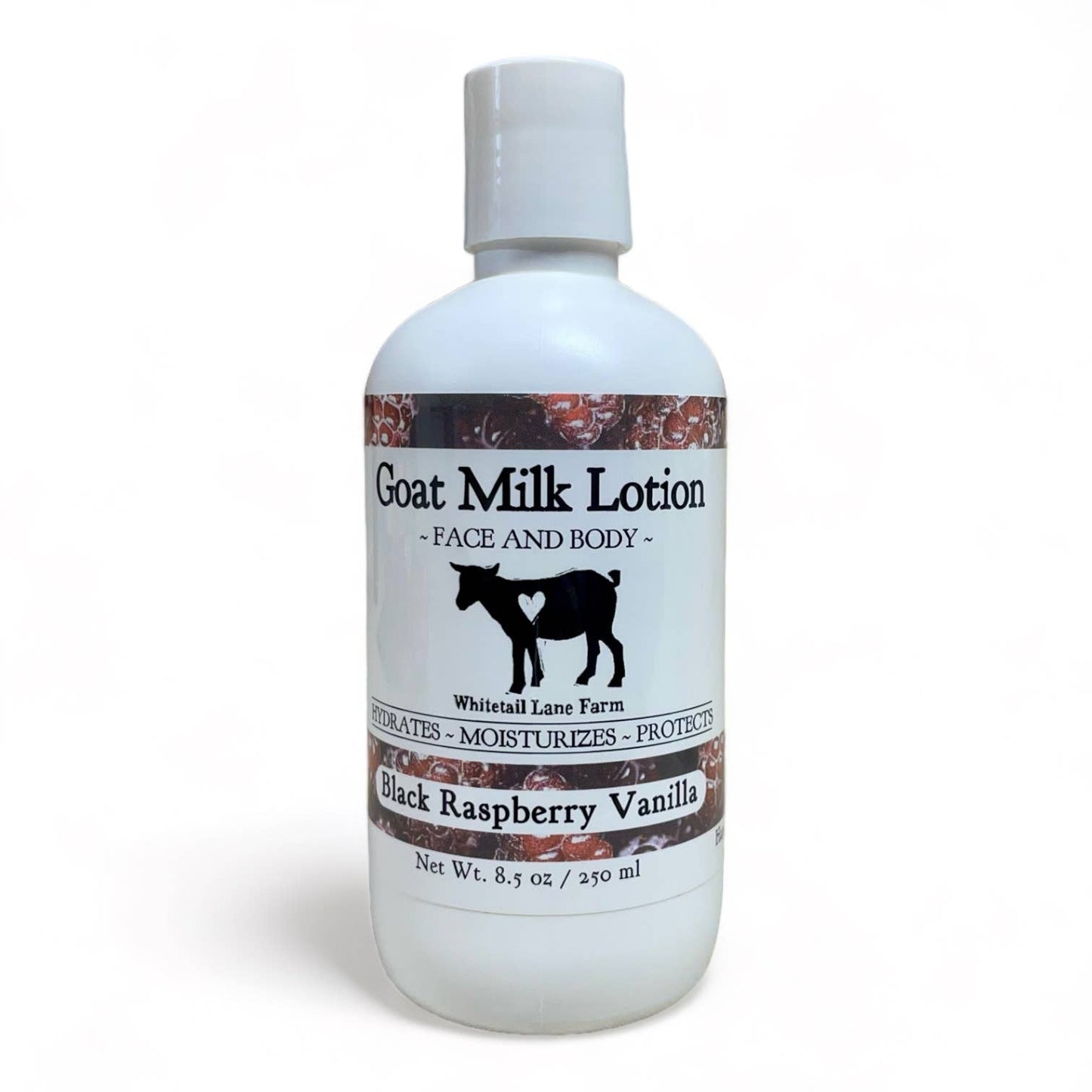 Whitetail Lane Farm Goat Milk Soap - Goat Milk Lotion Black Raspberry Vanilla: 8.5 oz with disc cap lid