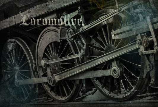 Locomotive  20x30 in Decoupage  - Roycycled Treasures