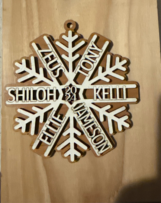 Personalized Wooden Snowflake Ornament