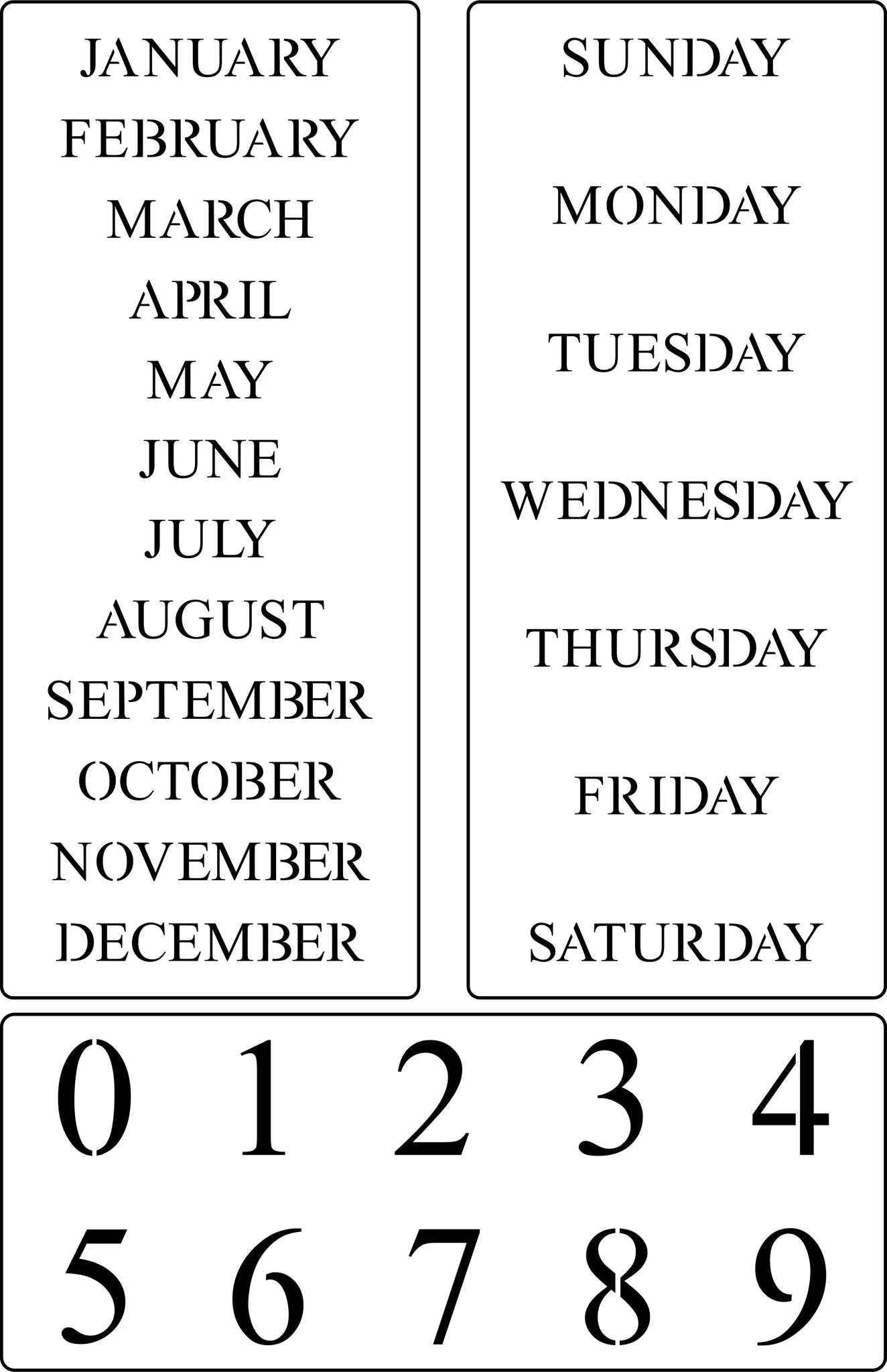Calendar Block Stencil | JRV Stencils