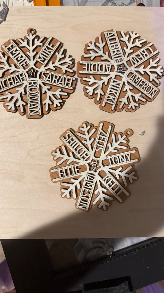 Personalized Wooden Snowflake Ornament