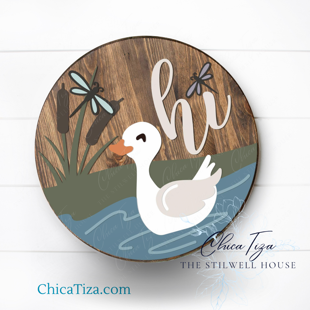 Duck On Water Hi - Round Door Hanger - ChicaTiza