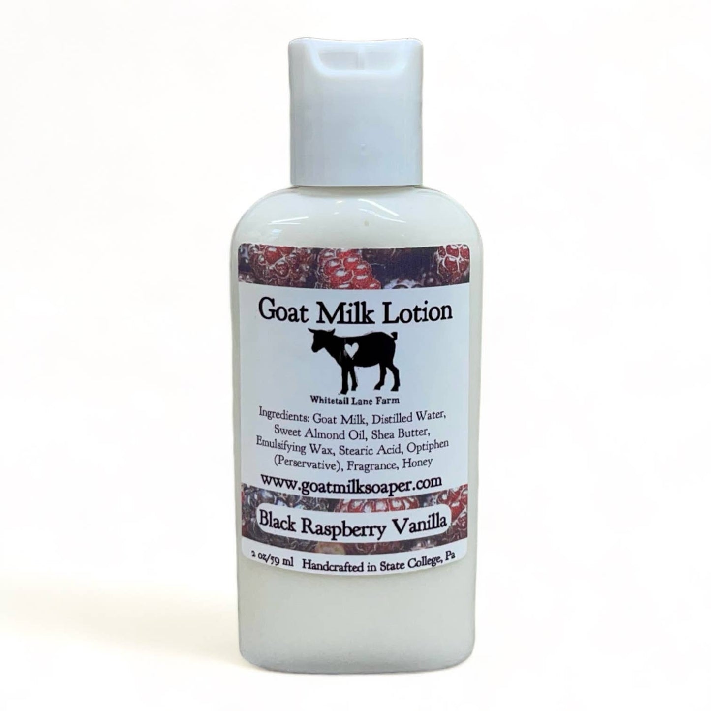 Whitetail Lane Farm Goat Milk Soap - Goat Milk Lotion Black Raspberry Vanilla: 8.5 oz with disc cap lid