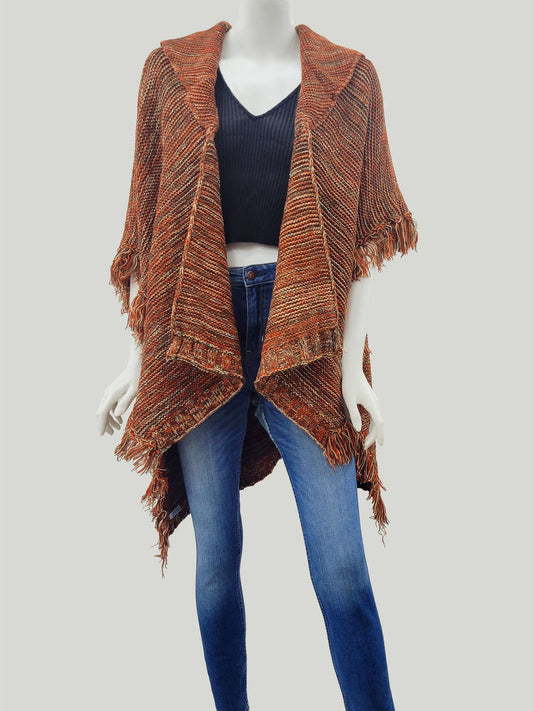 Raj - Lisa Mélange Knit Poncho Ruana : Copper / One Size