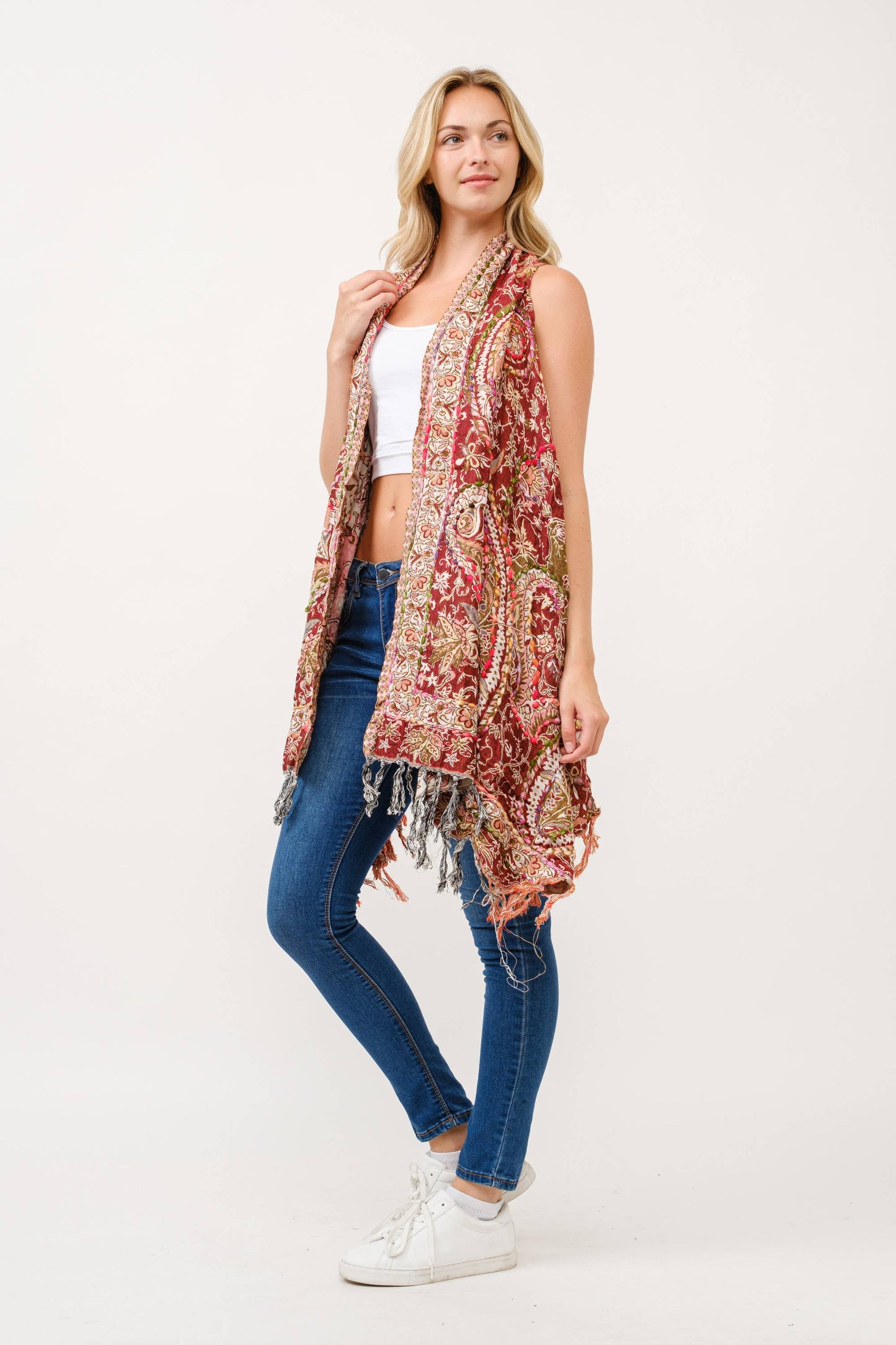 Raj - Bertha Thick Stitch Embroidered Vest