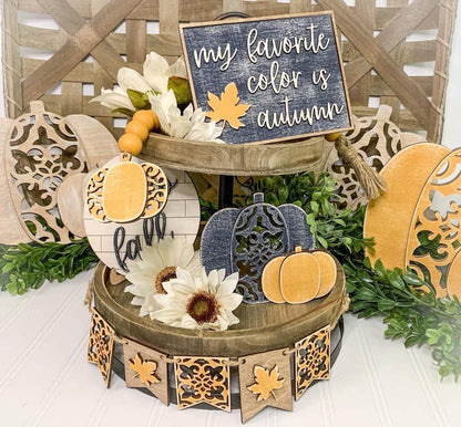 Fancy Pumpkin Fall Wood Tiered Tray Kit  - Chica Tiza Paint Kit