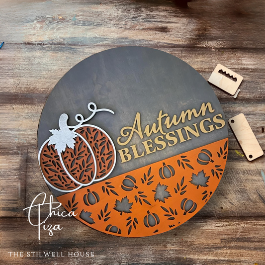 Autumn Blessings Round Door Hanger |ChicaTiza