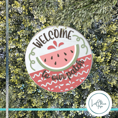 Welcome to ourWatermelon patch - Round  Wood Door Sign | Hanger | ChicaTiza Sign