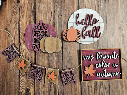 Fancy Pumpkin Fall Wood Tiered Tray Kit  - Chica Tiza Paint Kit