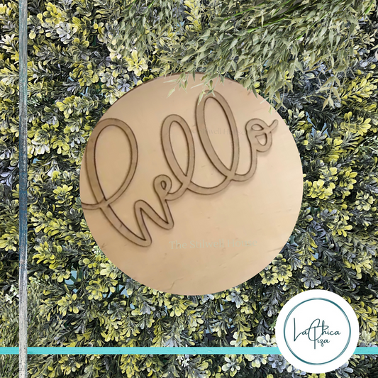 Just a Hello  - Round  Wood Door Sign | Hanger | ChicaTiza