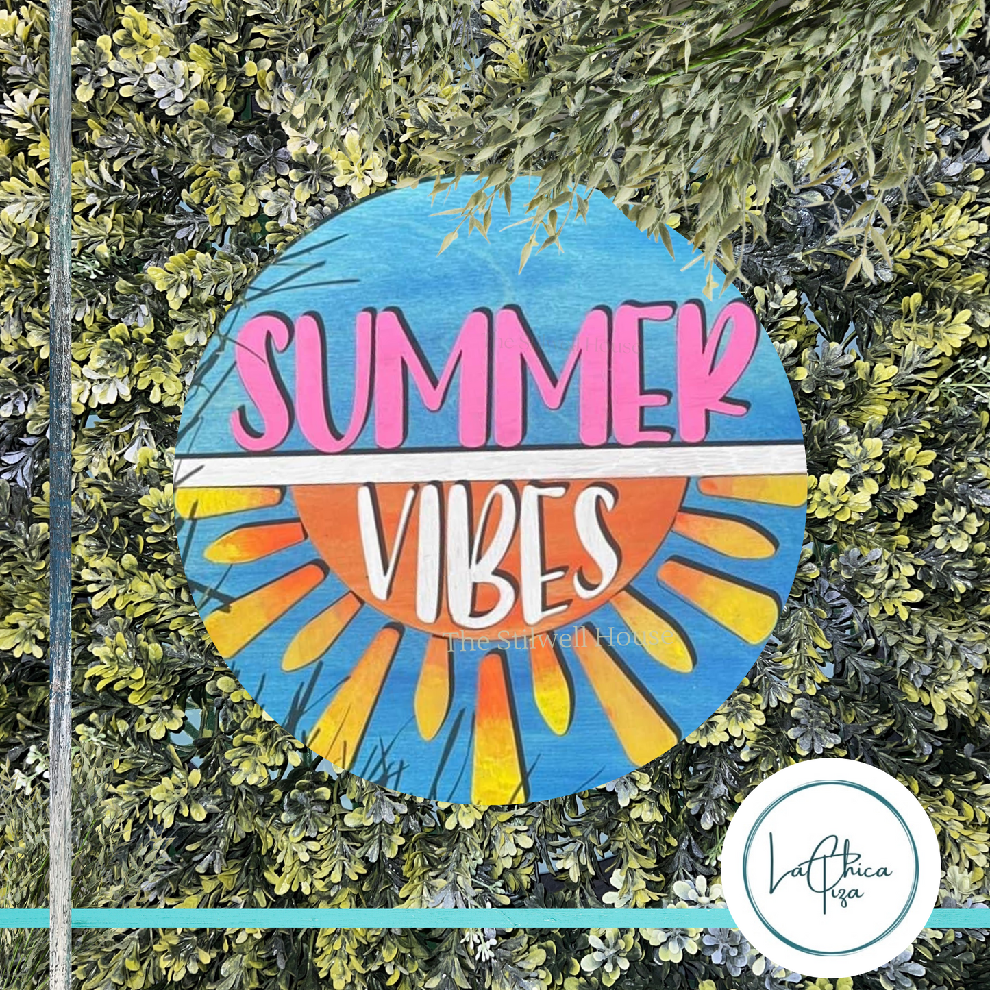 Summer Vibes  - Round  Wood Door Sign | Hanger | ChicaTiza