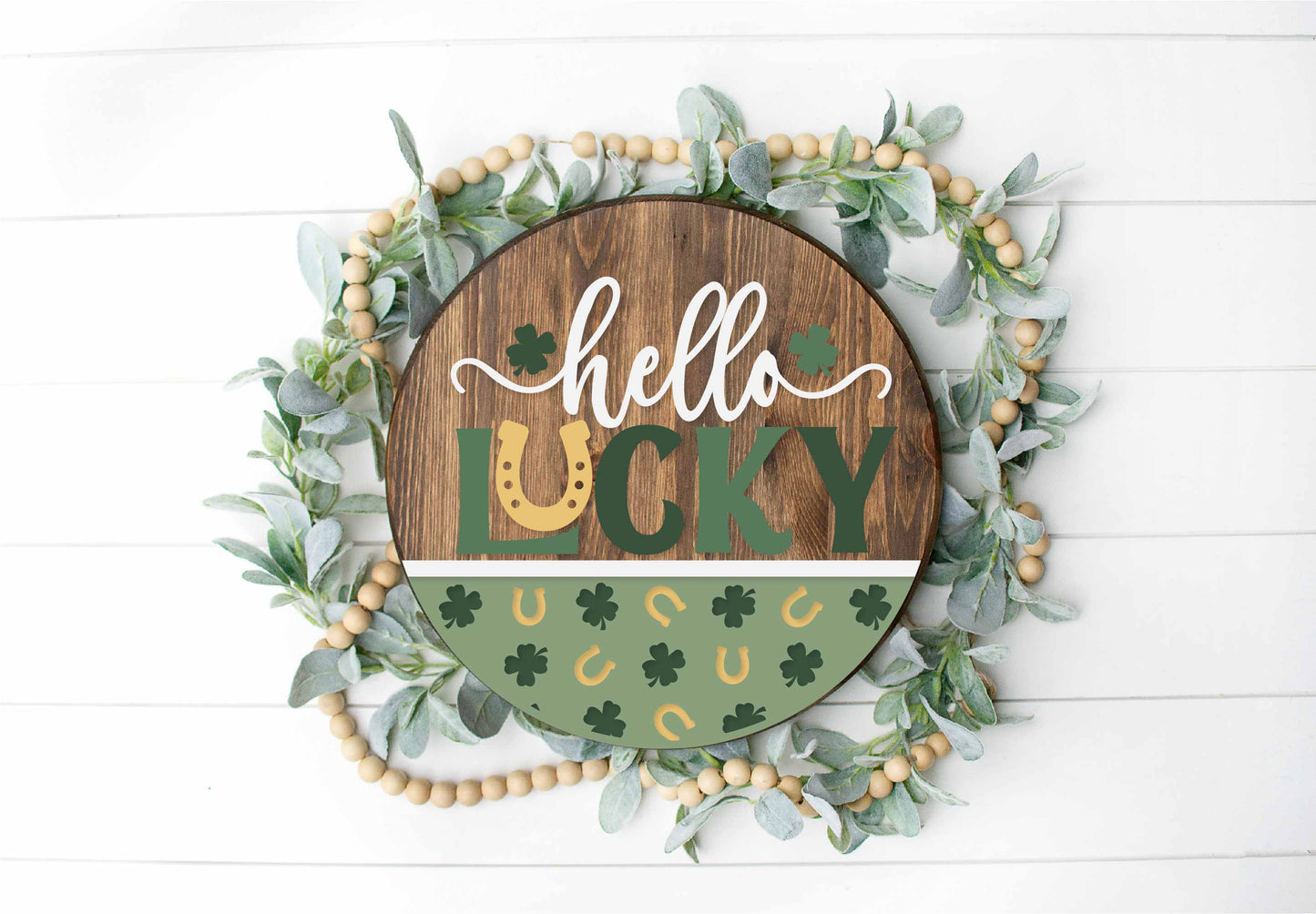 Lucky St Patrick’s  - Round  Wood Door Sign | Hanger | ChicaTiza