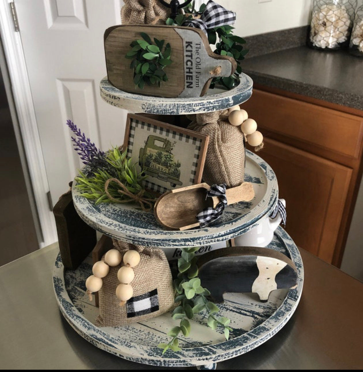 Mini Three -Tiered Tray -  Hand Painted | The Stilwell House