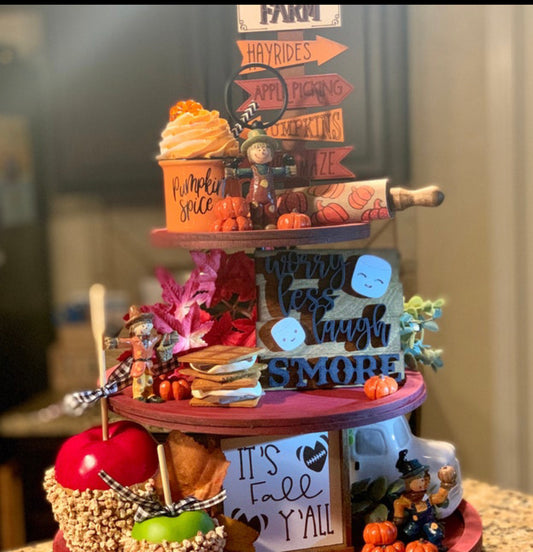 Mini Three -Tiered Tray -  Hand Painted | The Stilwell House
